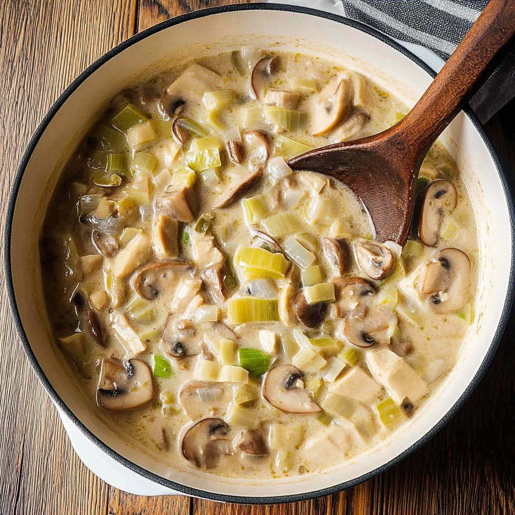 Recipe preparation for Mushroom Leek Gravy with Shallots