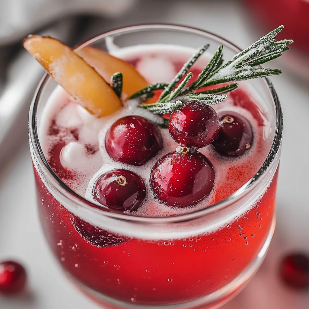 Recipe preparation for Sparkling Cranberry & Rosemary Punch