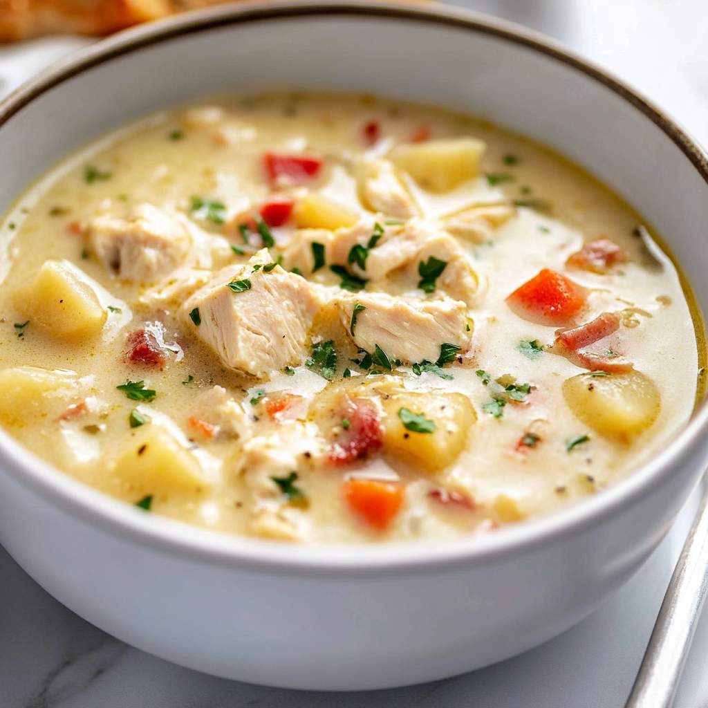 Recipe preparation for One-Pot Chicken and Ham Potato Soup