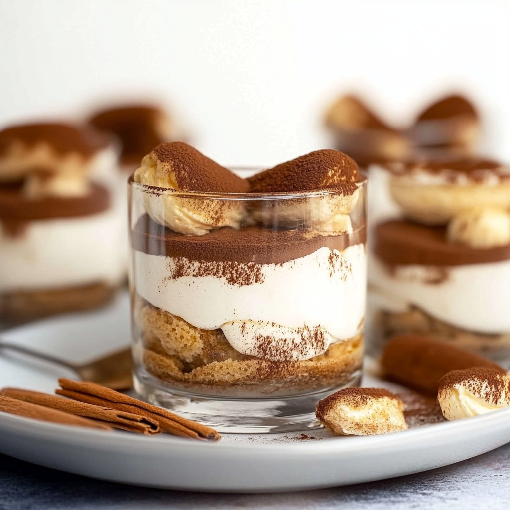 Recipe preparation for No-Bake Mini Tiramisu Pots