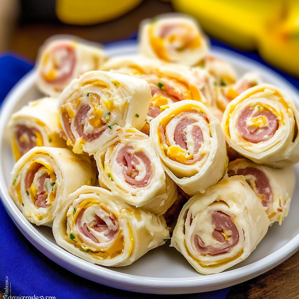 Recipe preparation for Cold Ham and Cheese Roll-Ups