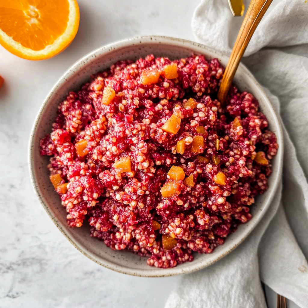Recipe preparation for Homemade Cranberry Orange Relish