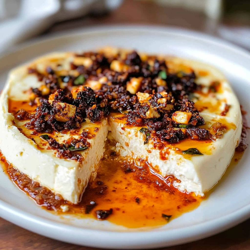 Recipe preparation for Chili Crunch Feta Bake