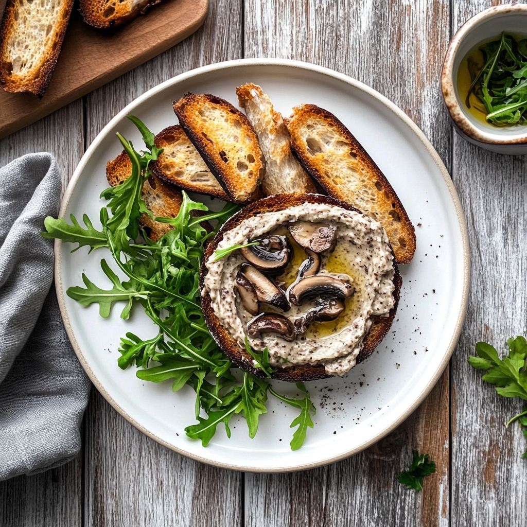 Recipe preparation for Lentil and Mushroom Pâté on Toast Points