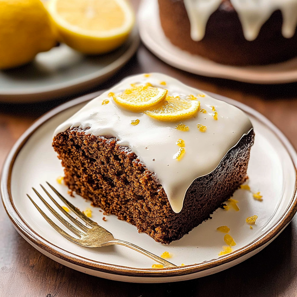 Recipe preparation for Gingerbread Loaf Cake with Lemon Glaze
