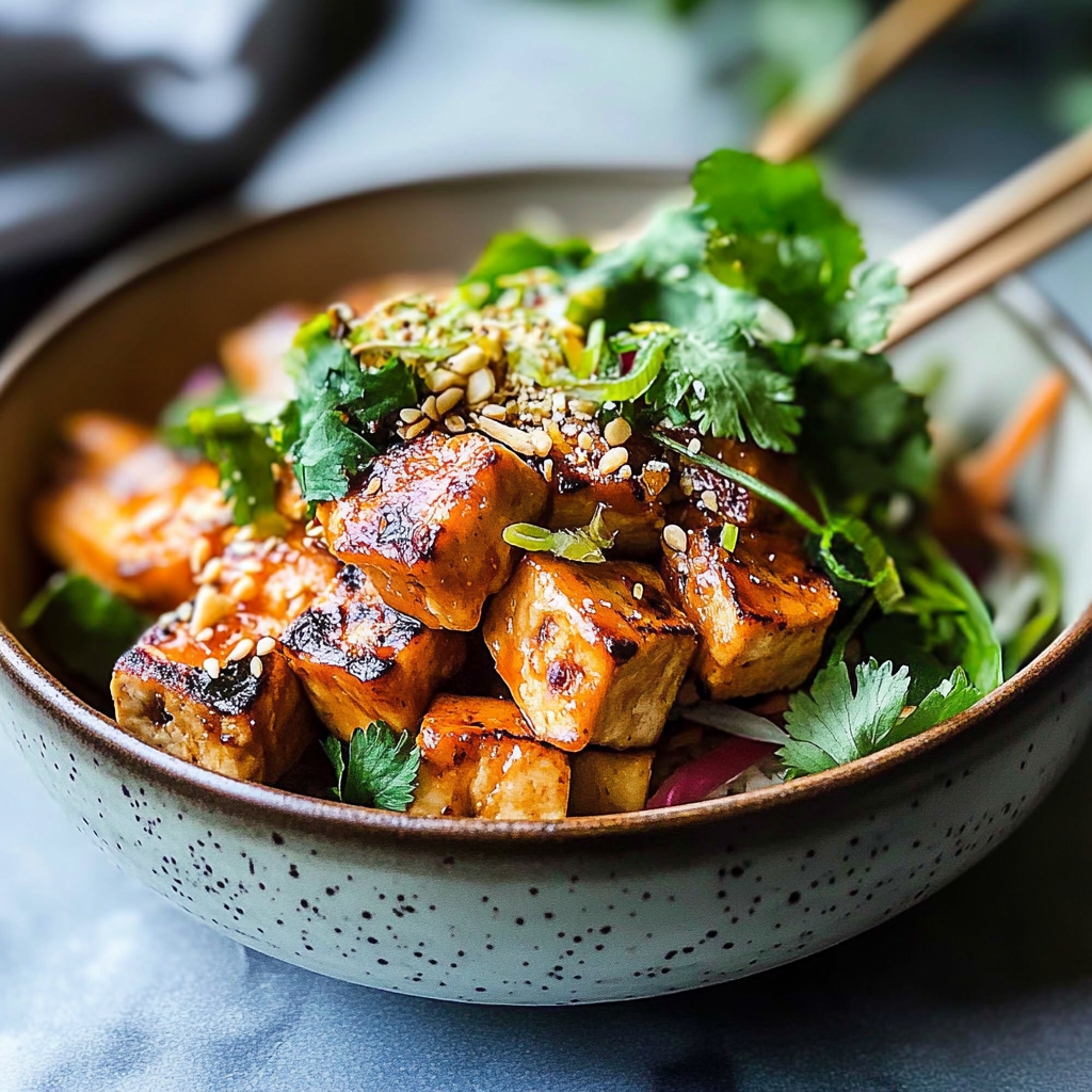 Recipe preparation for Sticky Tamarind Glazed Tofu Bowls