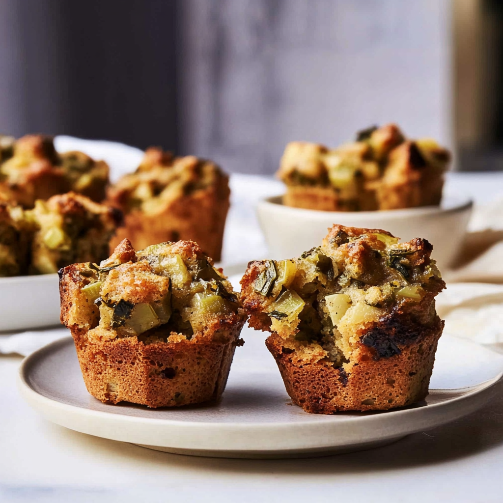 Recipe preparation for Mini Holiday Stuffing Muffins