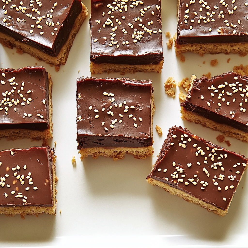 Recipe preparation for Espresso Tahini Fudge Bars