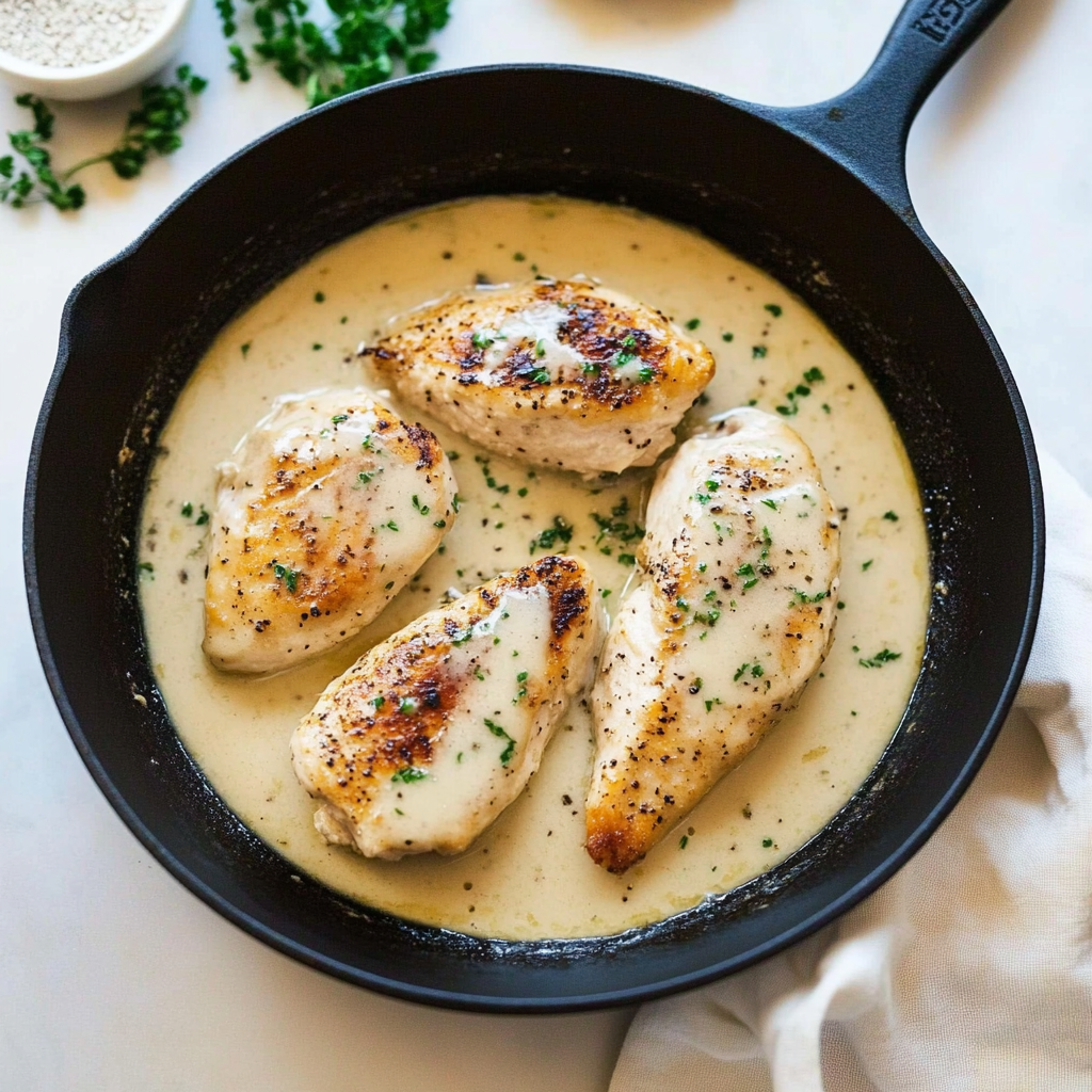 Recipe preparation for Creamy Dijon Tarragon Chicken
