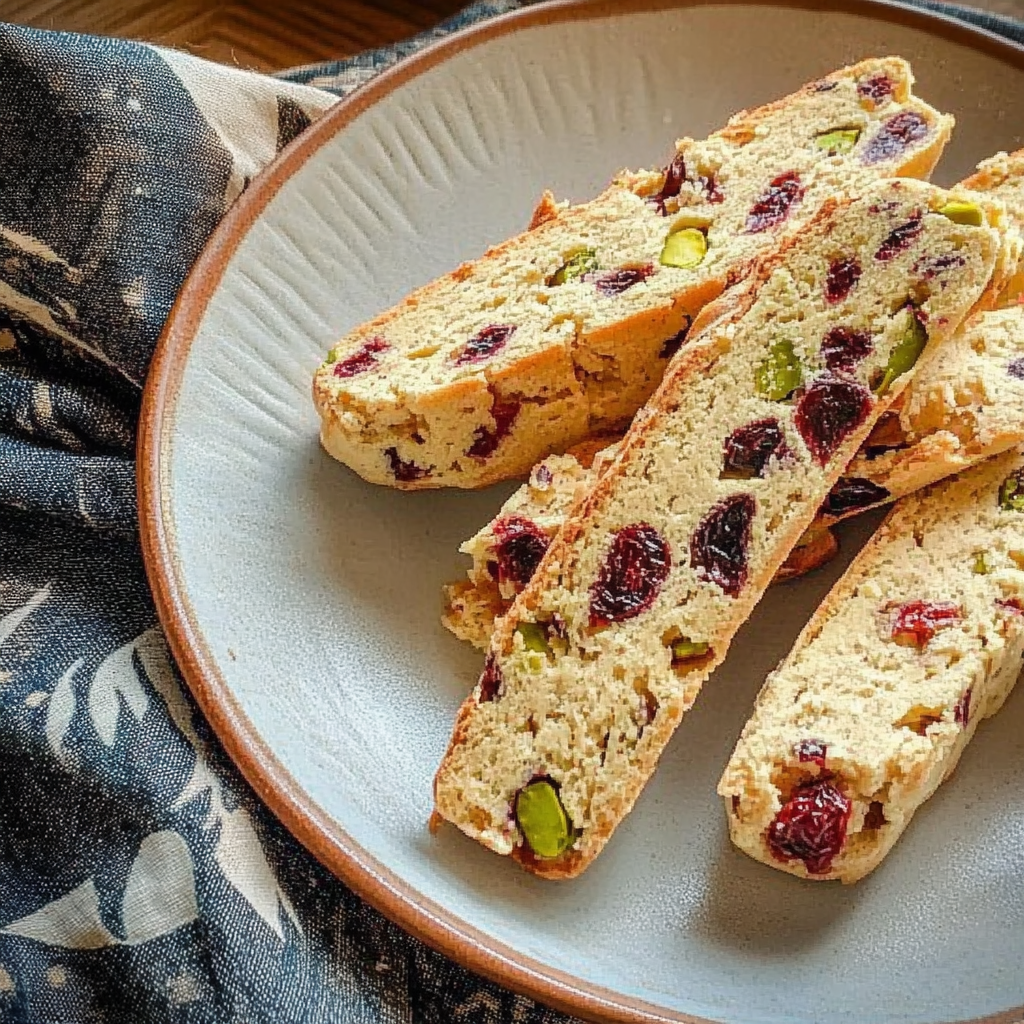 Recipe preparation for Cranberry Pistachio Holiday Biscotti