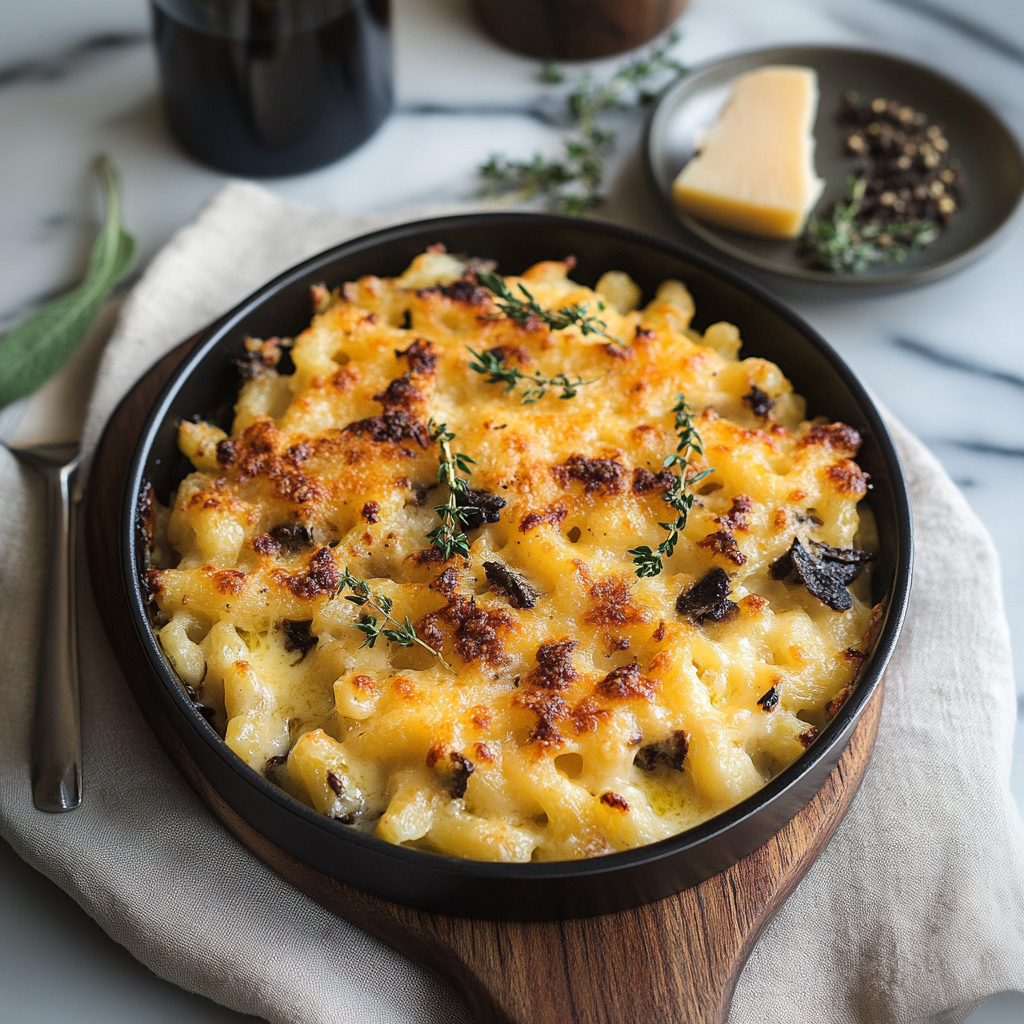 Recipe preparation for Truffled Macaroni and Cheese