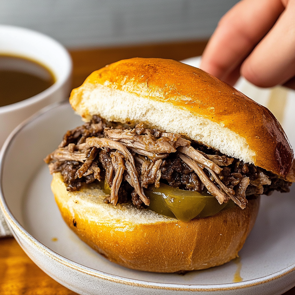 Recipe preparation for Slow Cooker Italian Beef Sandwiches