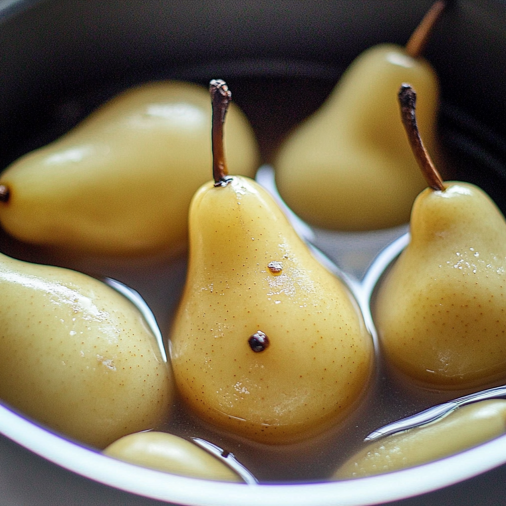 Recipe preparation for Champagne Poached Pears
