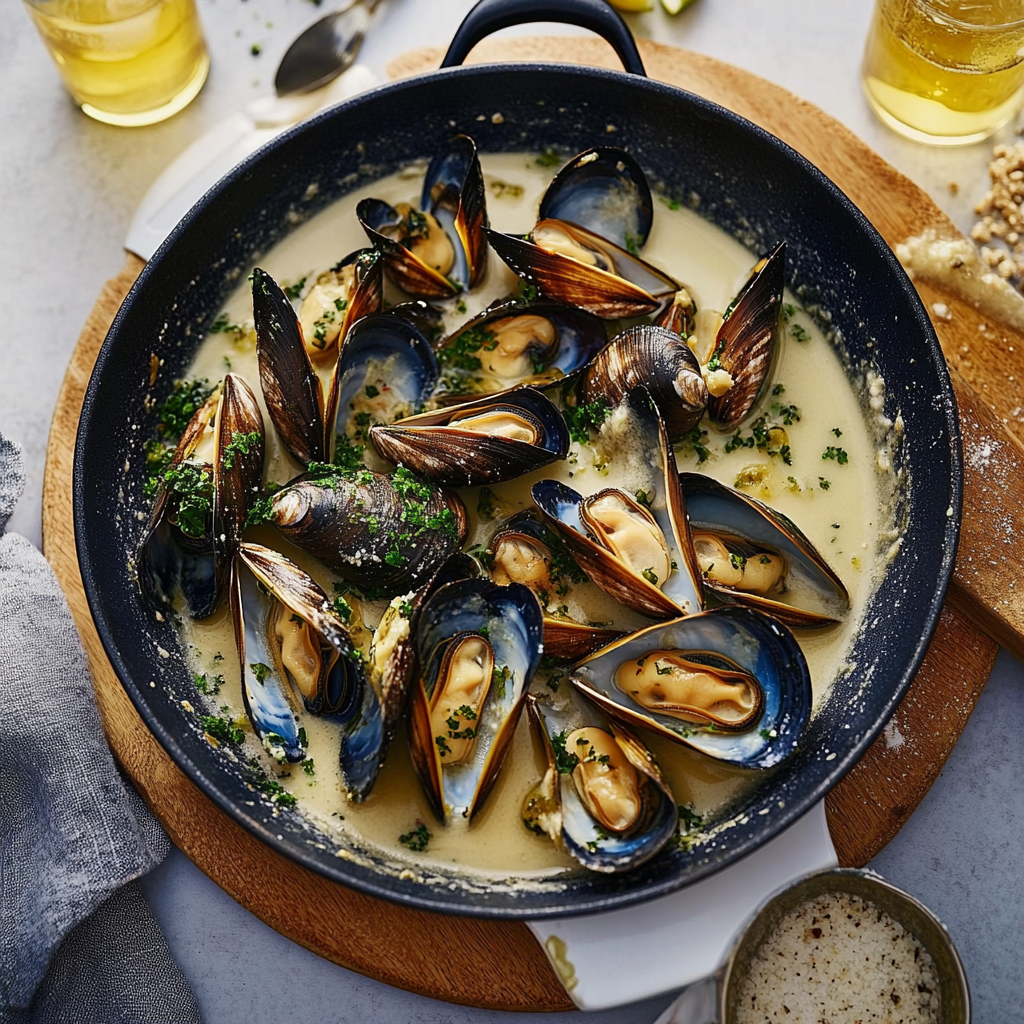Recipe preparation for White Wine Mussels