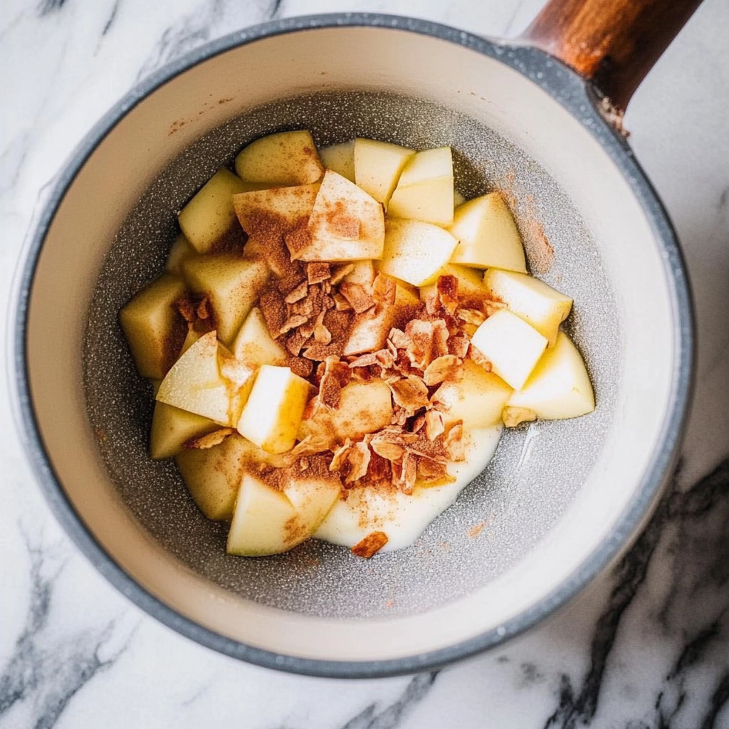 Recipe preparation for Warm Cinnamon Apple Yogurt Bowls