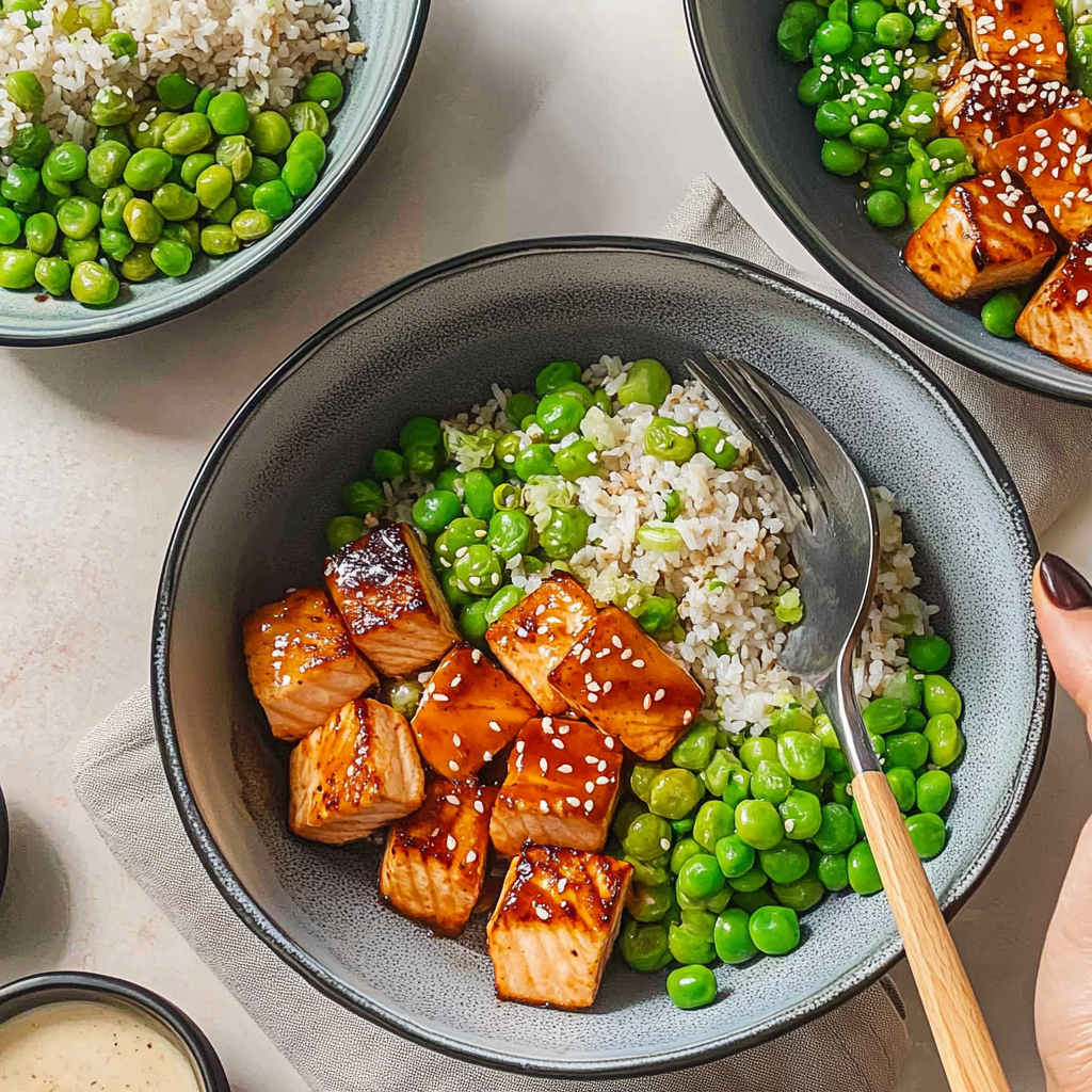 Recipe preparation for Viral Crispy Rice Salmon Bowls