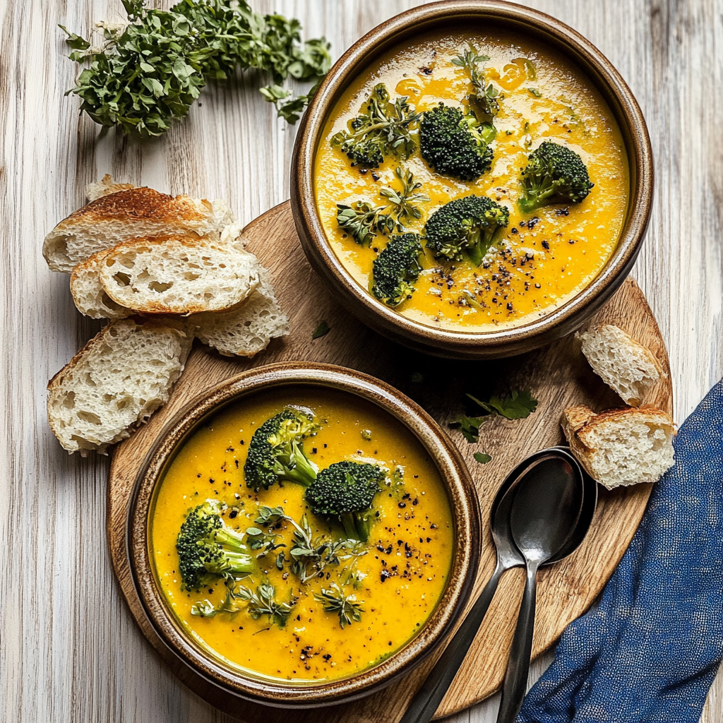 Recipe preparation for Roasted Broccoli Cheddar Soup