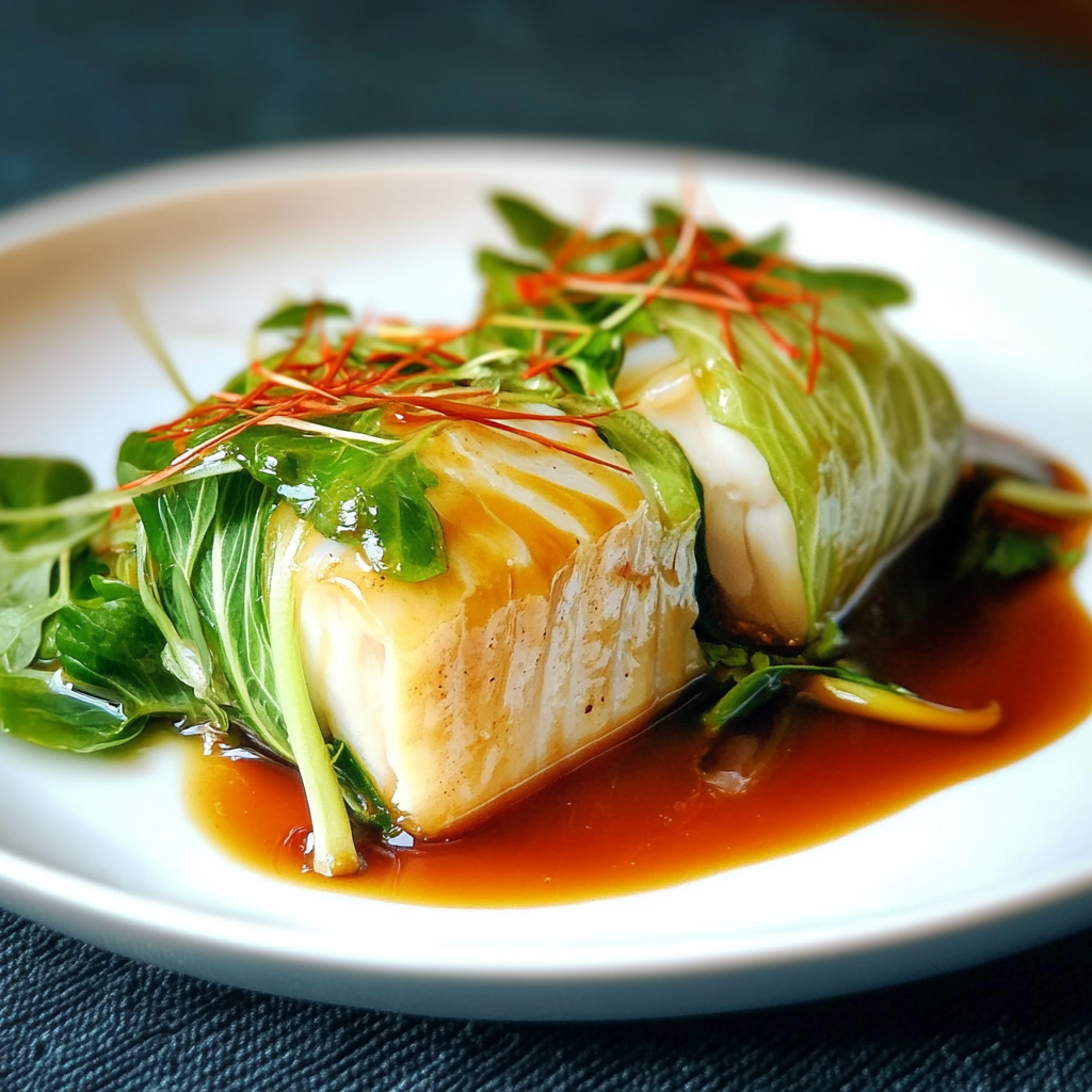 Recipe preparation for Cabbage-Wrapped Halibut