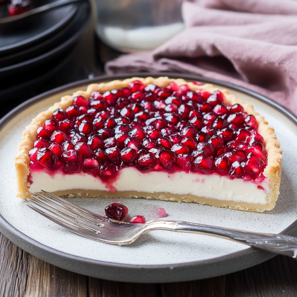 Recipe preparation for Pomegranate Aril Creamcheese Tart