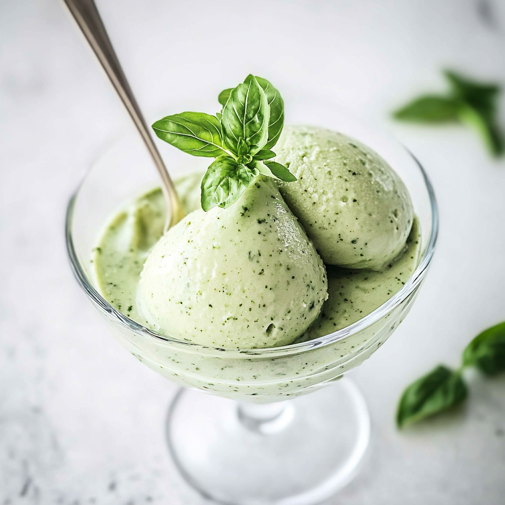 Recipe preparation for Basil Sorbet