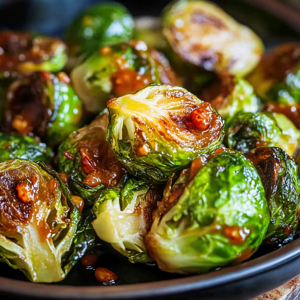 Recipe preparation for Sweet Chili Roasted Brussels Sprouts