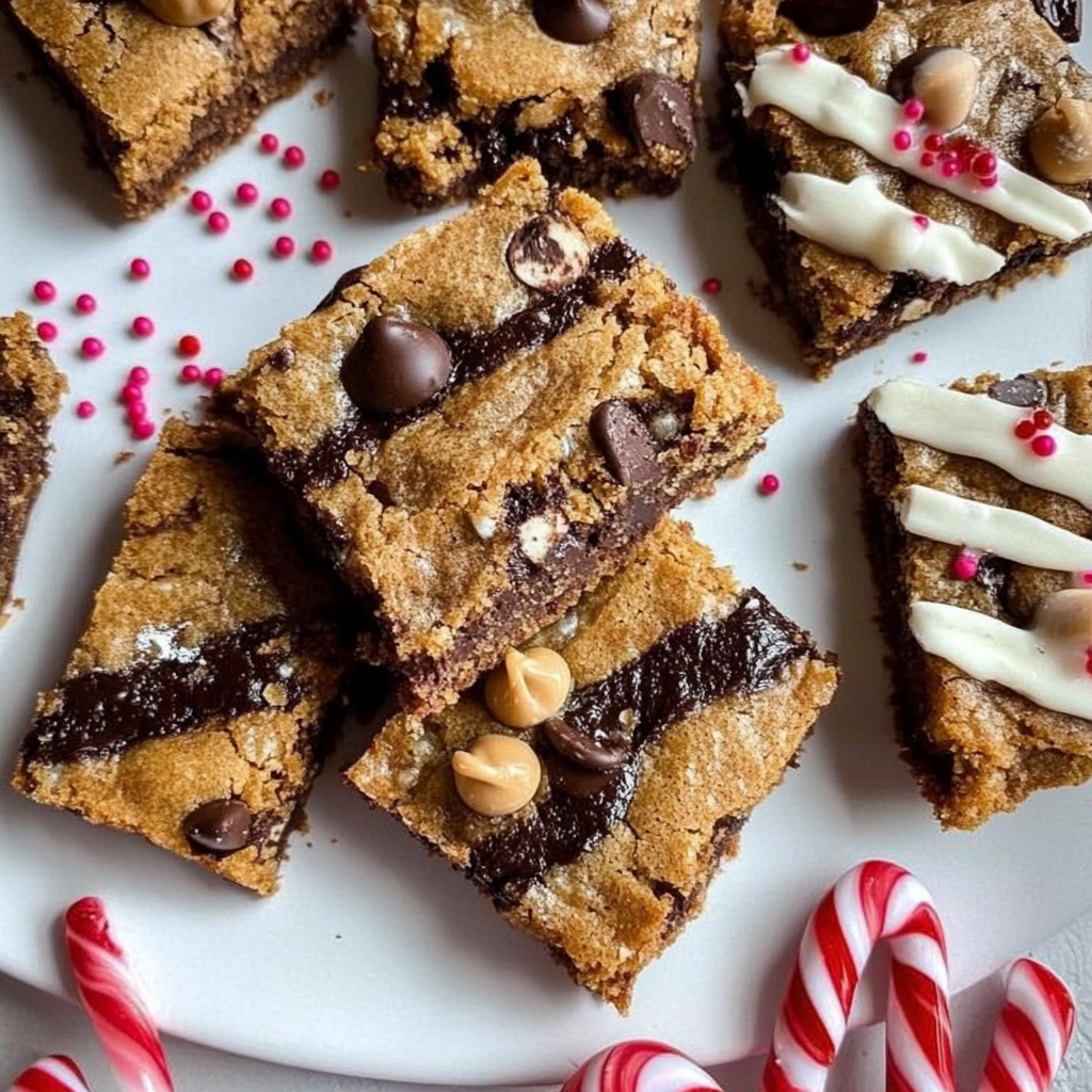 Recipe preparation for Candy Cane Chocolate Chip Blondie Bites