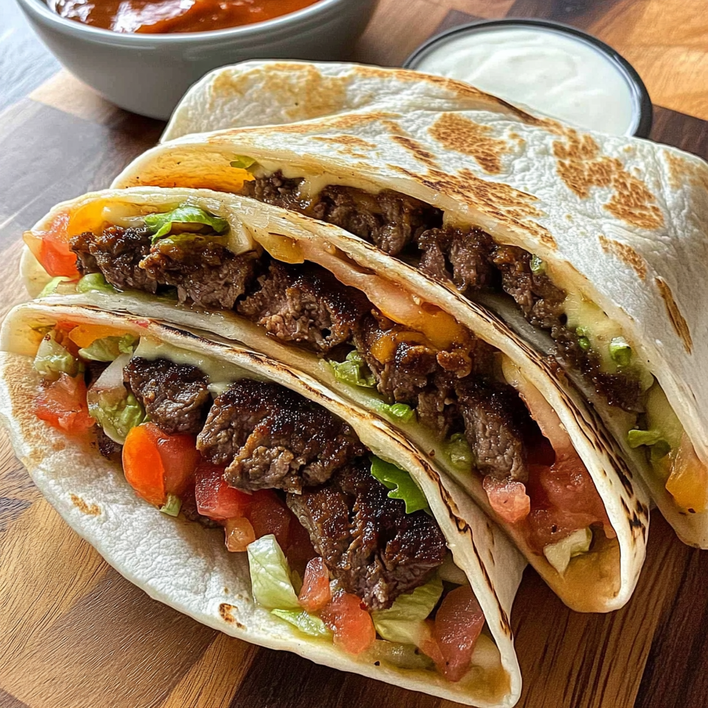 Recipe preparation for Firecracker Steak Crunch Wraps