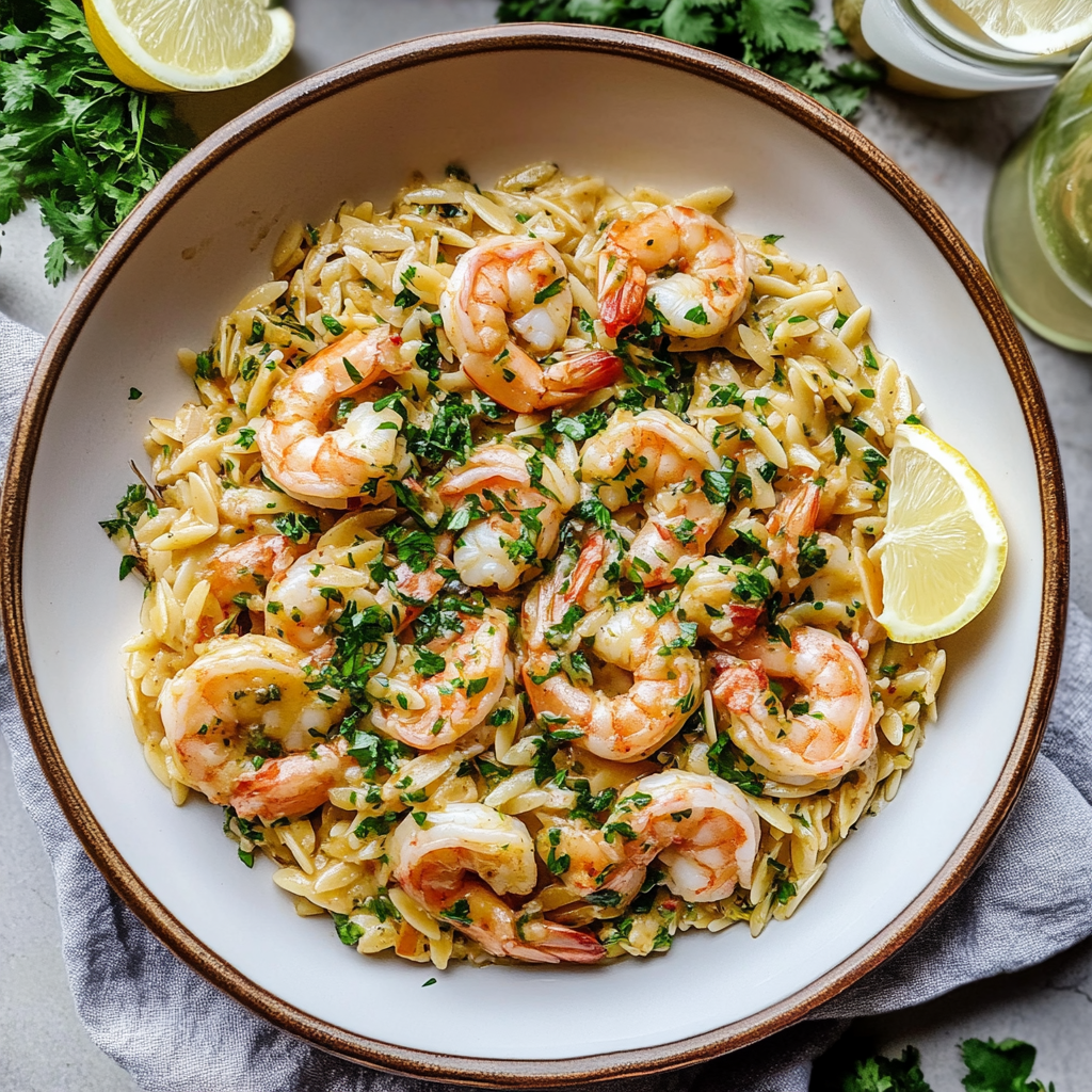 Recipe preparation for One-Pot Chili Lime Shrimp Orzo