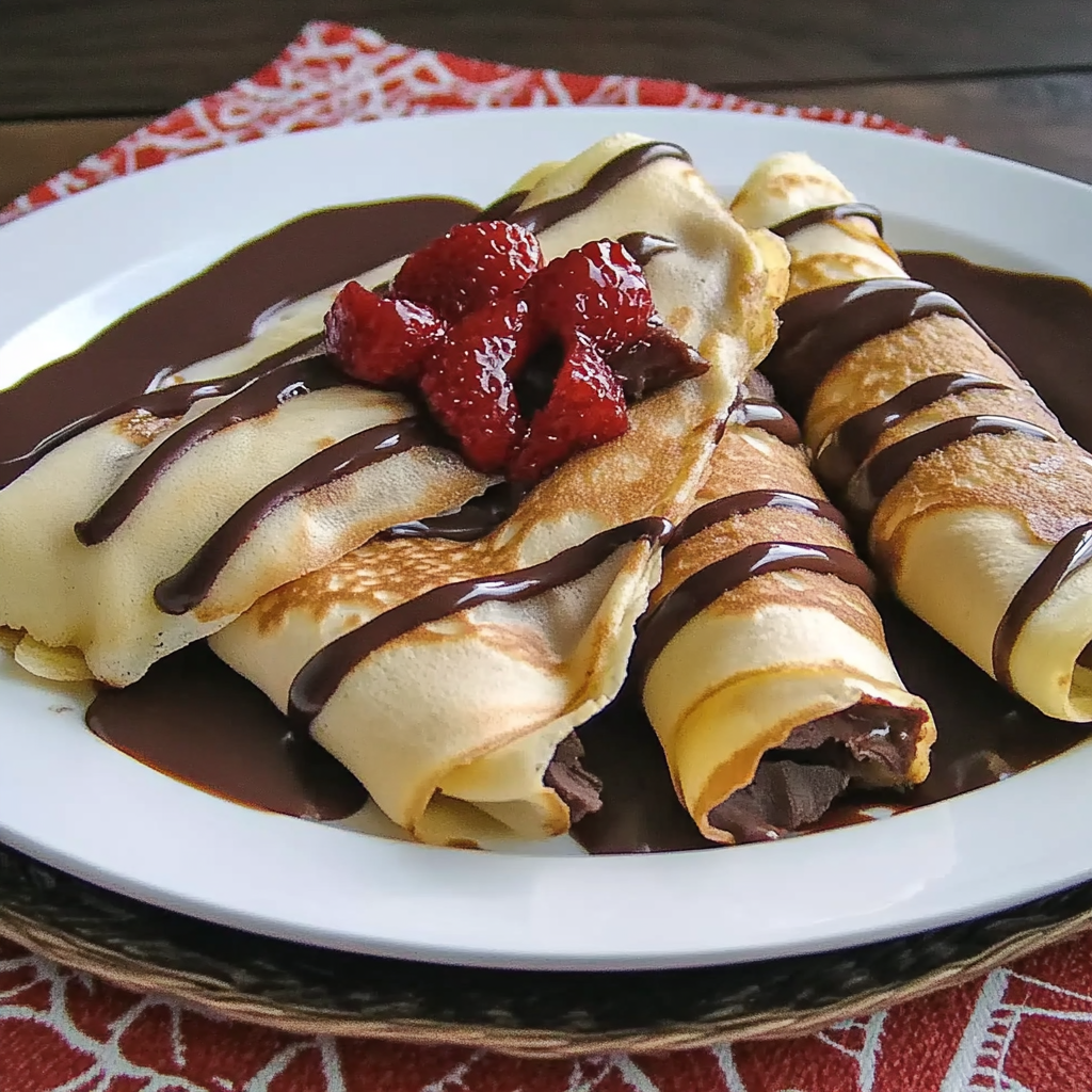 Recipe preparation for Chocolate-Filled Rolled Crepes