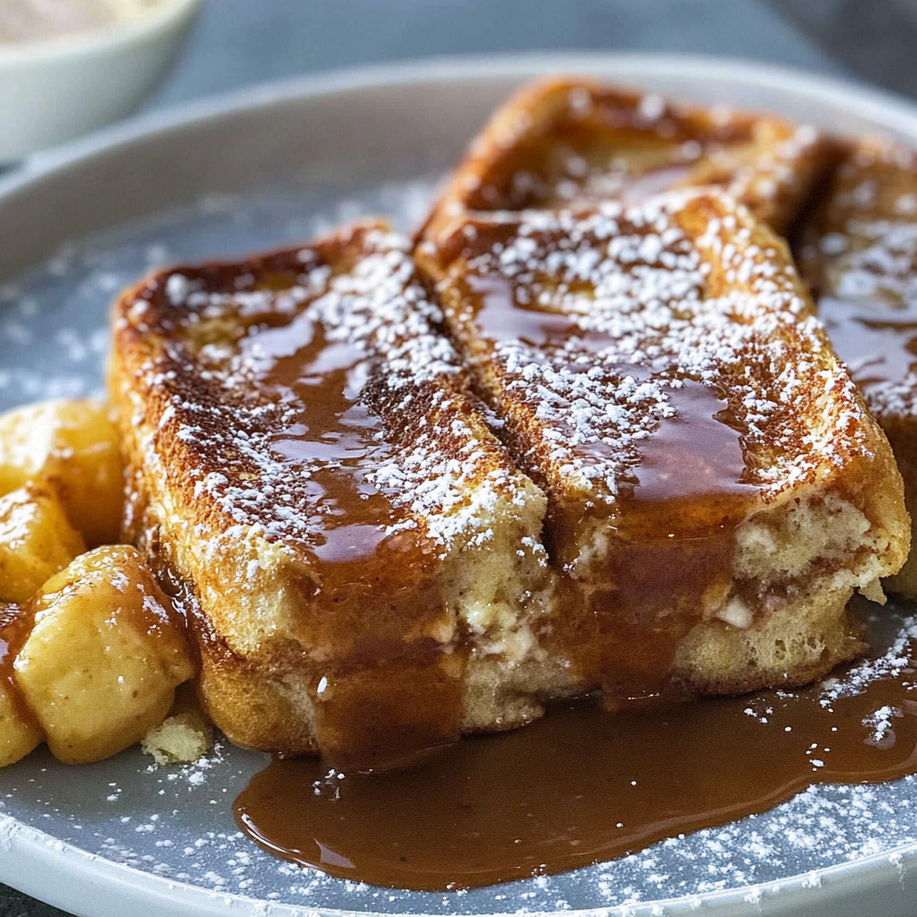 Recipe preparation for Biscoff Stuffed French Toast
