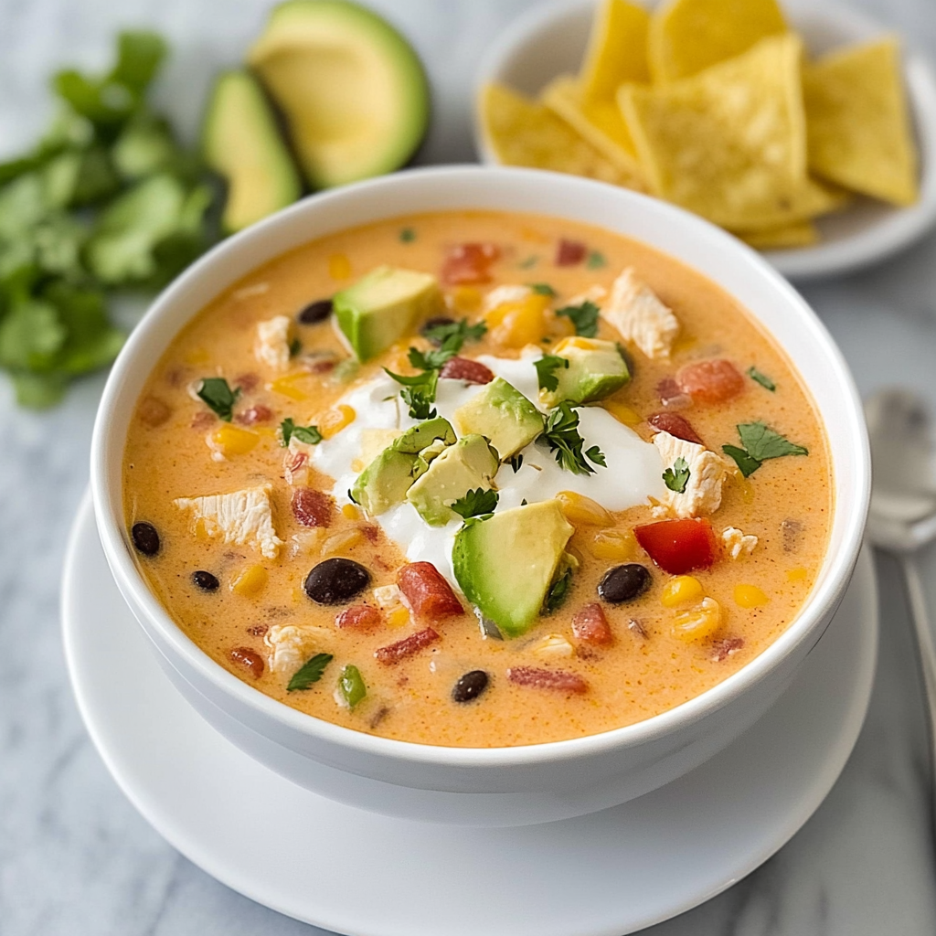 Recipe preparation for Creamy Chicken Tortilla Soup