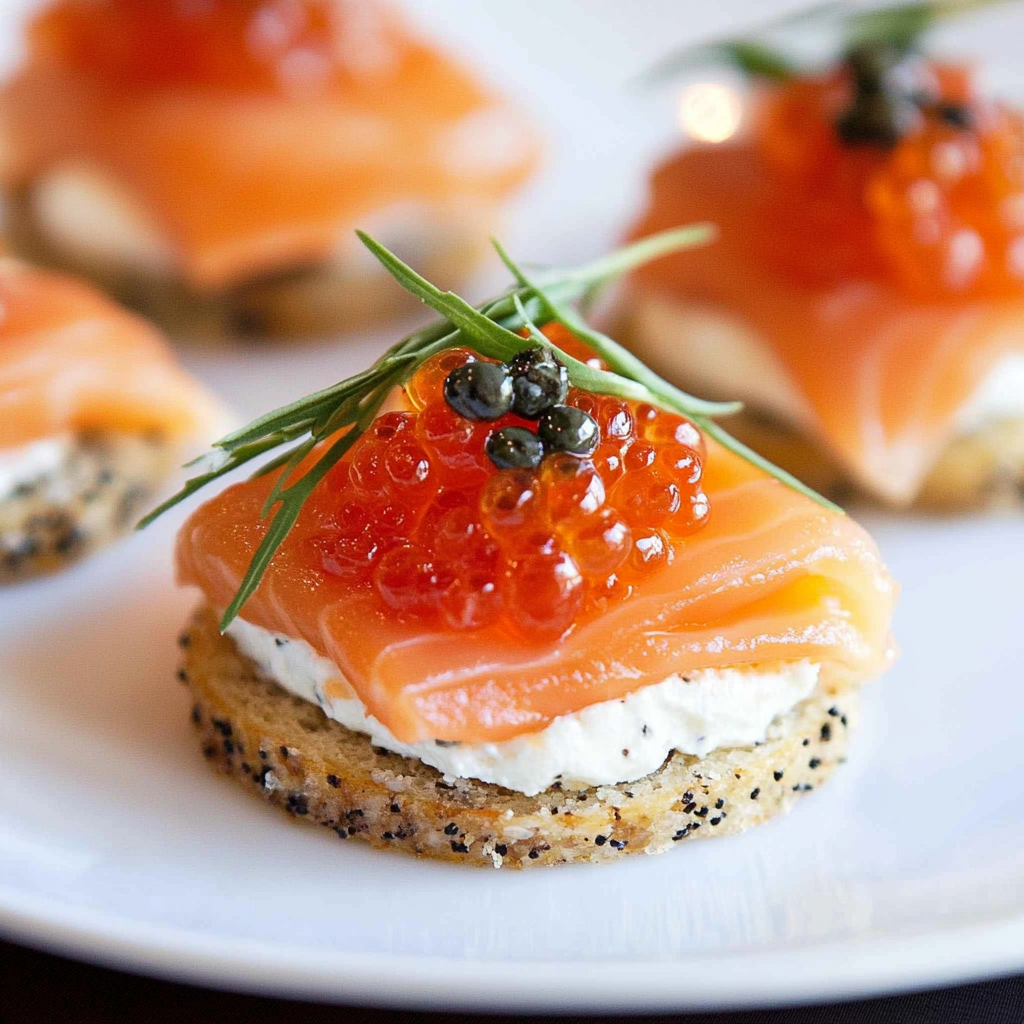 Recipe preparation for Smoked Salmon with Caviar
