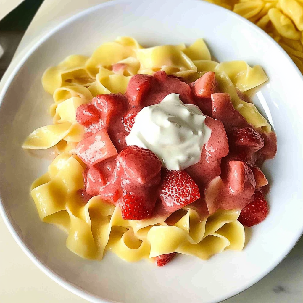 Recipe preparation for Strawberry Pasta
