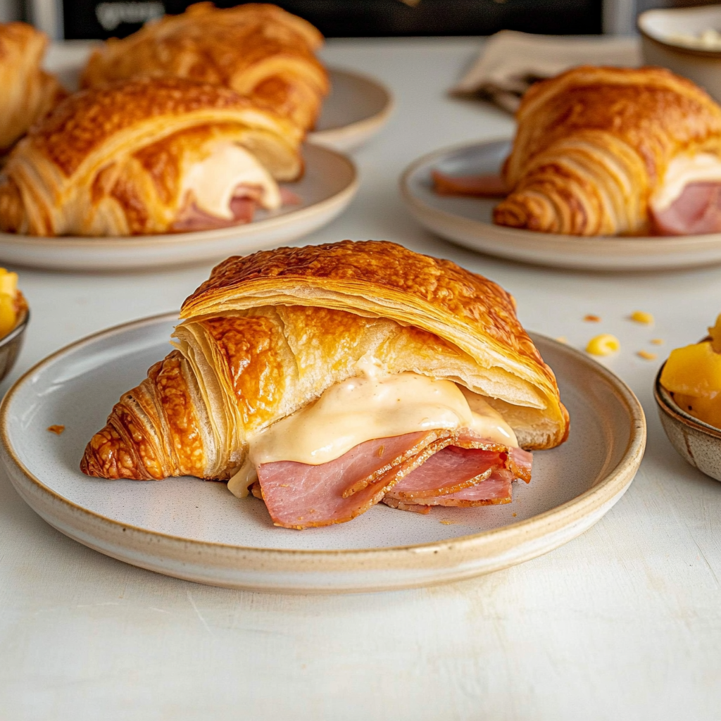 Recipe preparation for Ham and Cheese Croissants