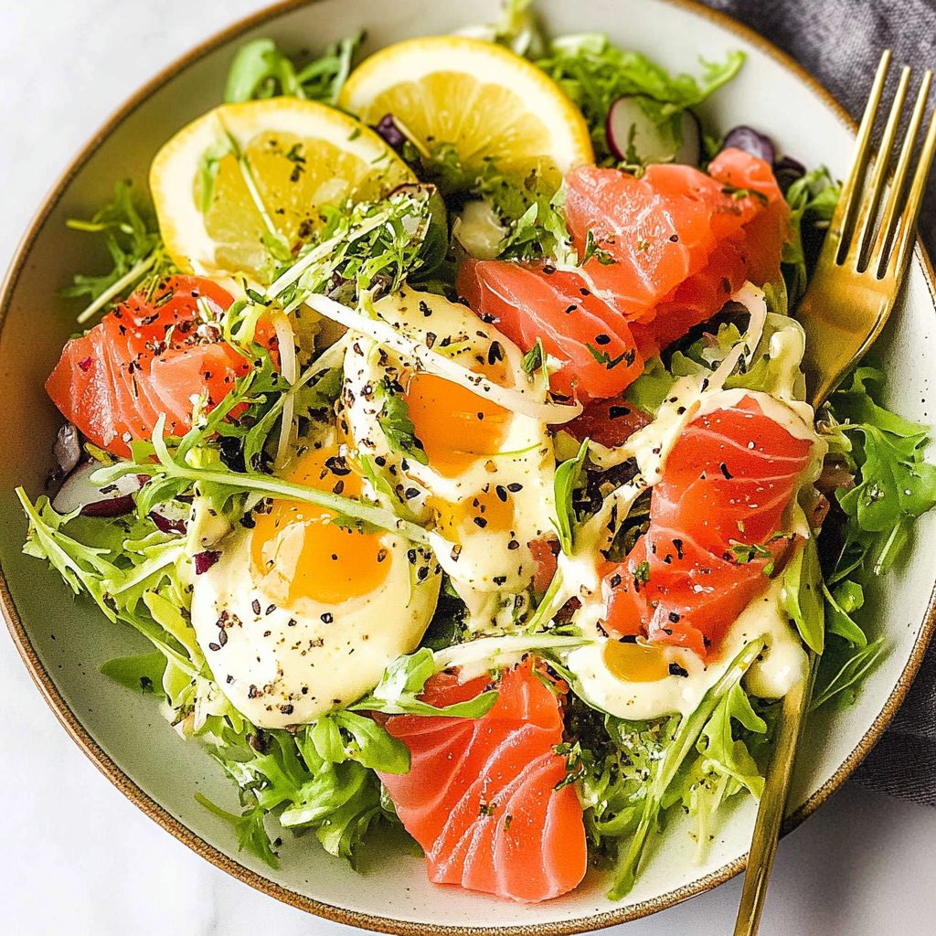 Recipe preparation for Smoked Salmon Salad in Creamy Caper Chive Dressing