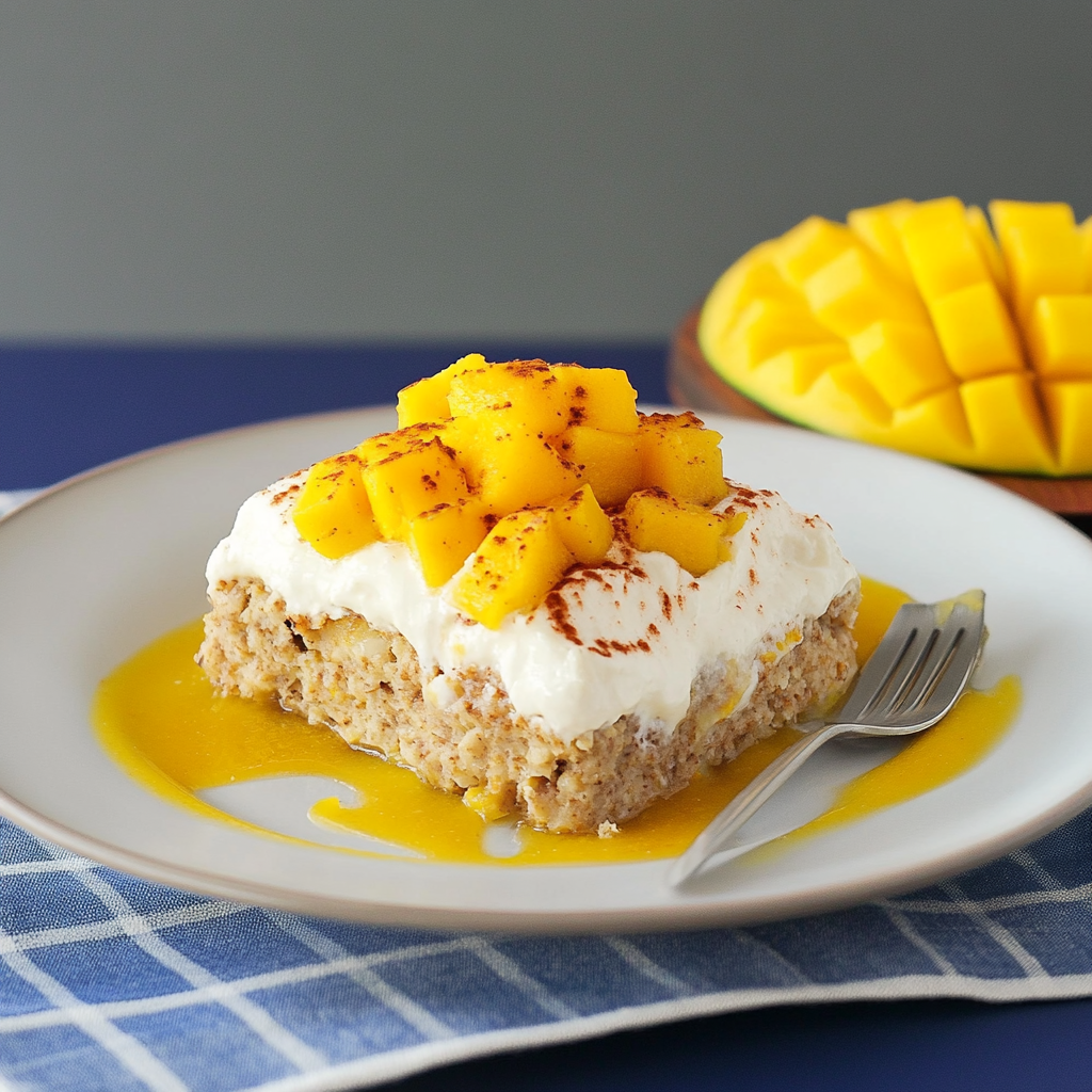 Recipe preparation for Baked Oatmeal with Mango