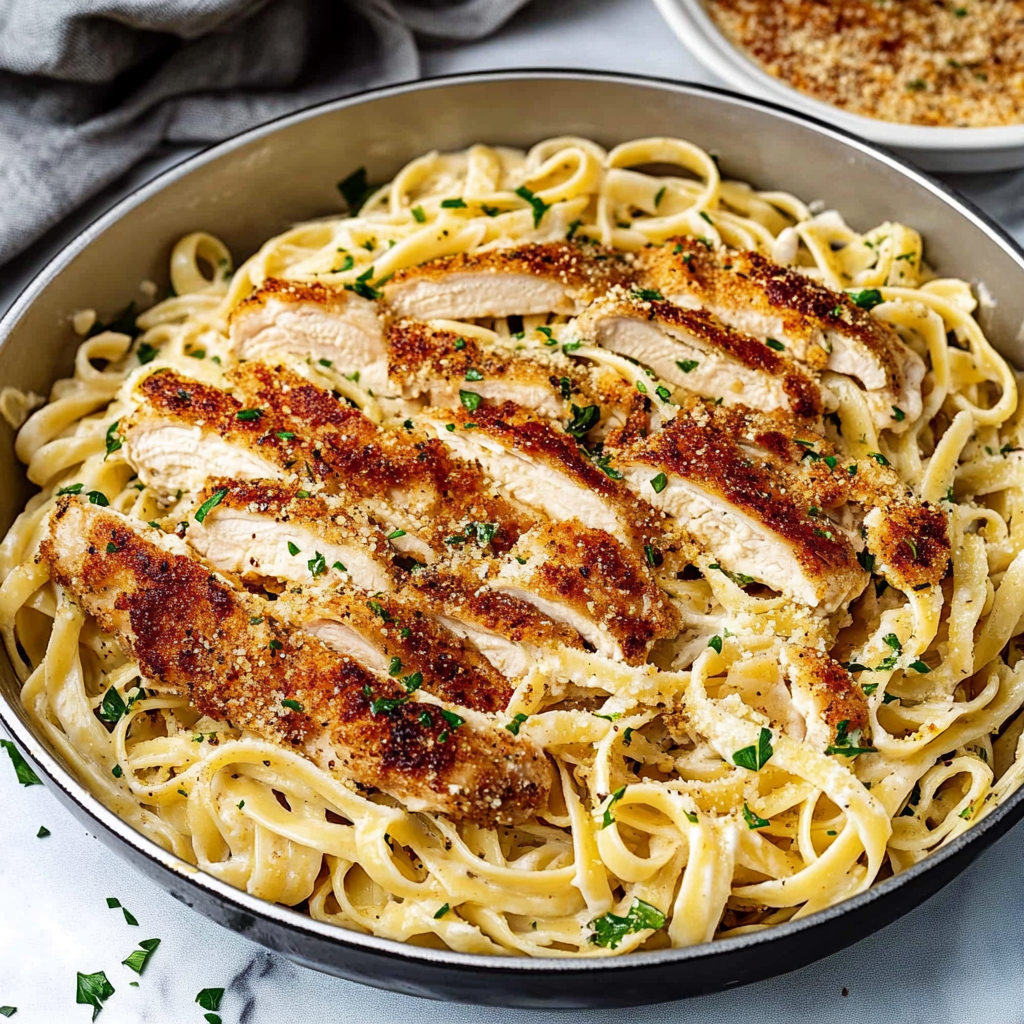 Recipe preparation for Chicken Fettuccine