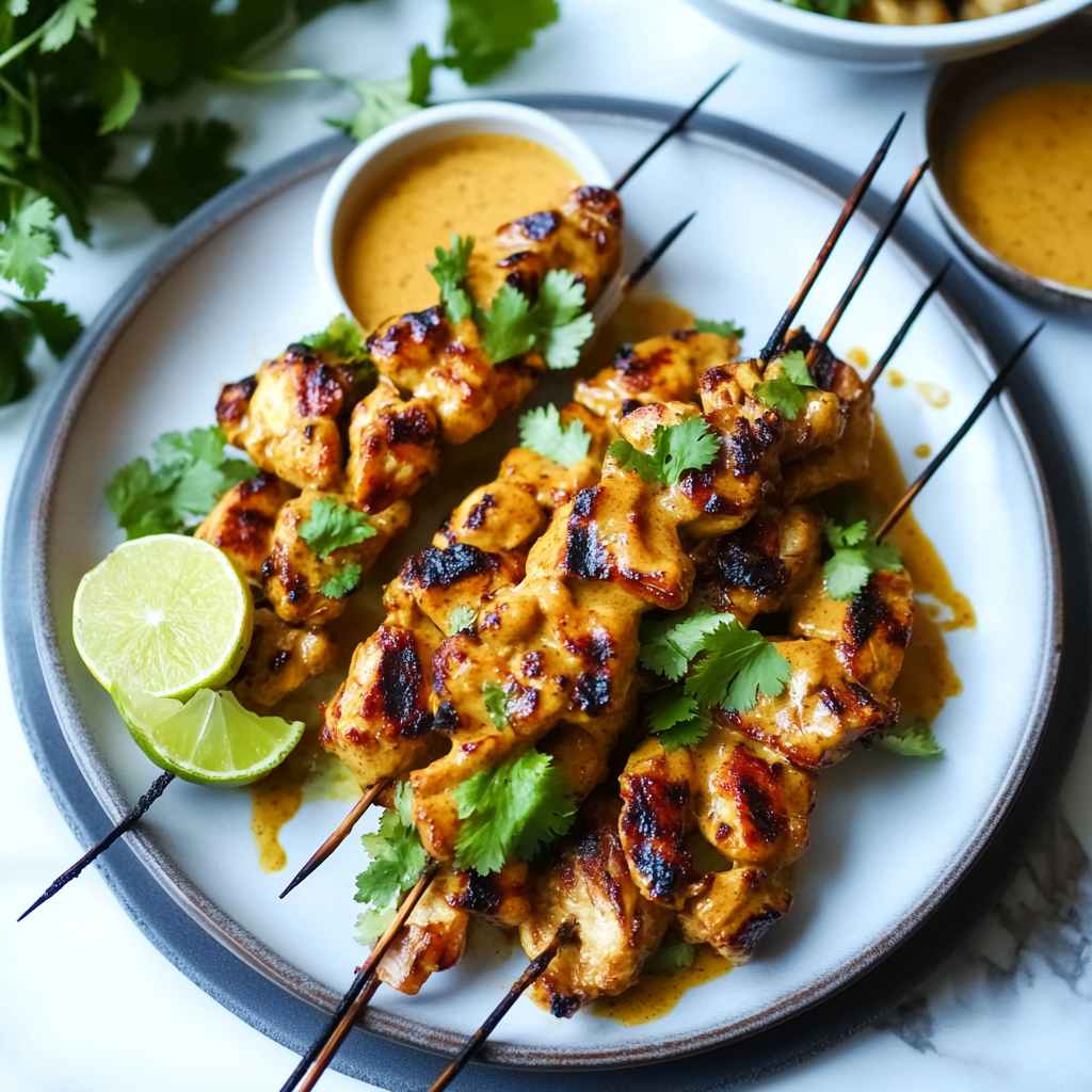 Recipe preparation for Chicken Satay With Peanut Sauce