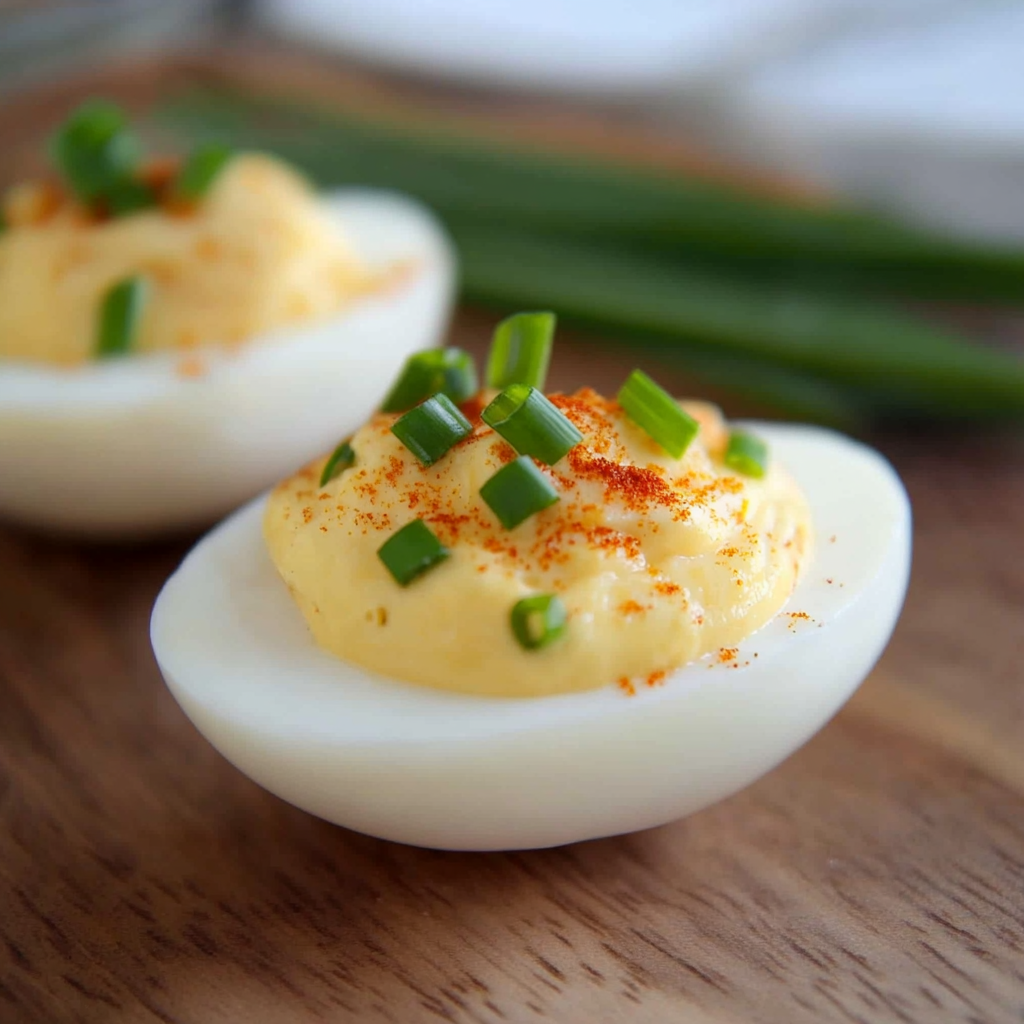 Recipe preparation for Deviled Eggs With Chives