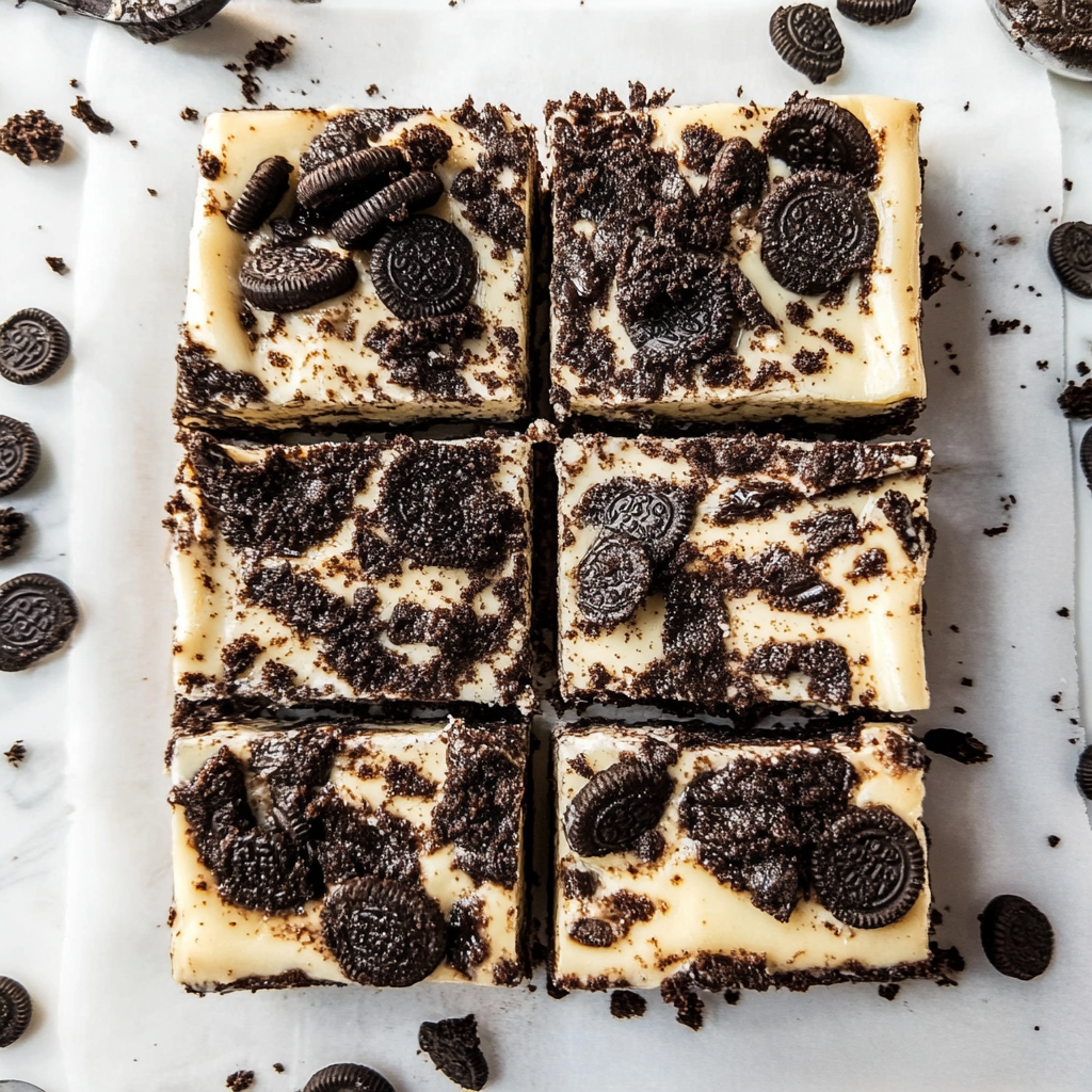 Recipe preparation for Oreo Cheesecake Bars