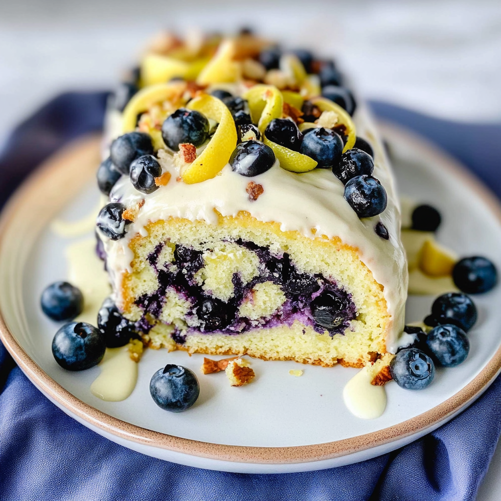 Recipe preparation for Lemon Blueberry Sponge Cake Roll