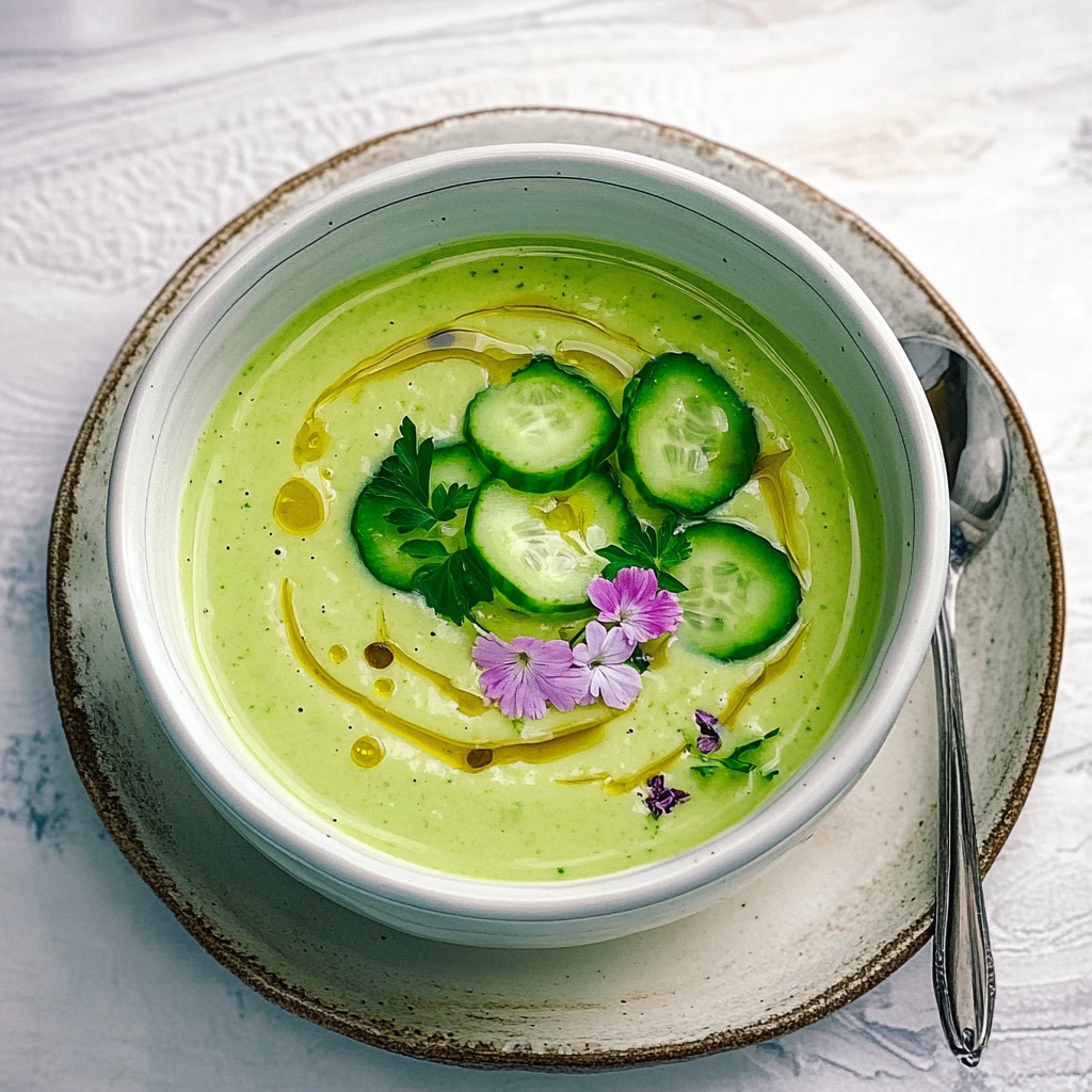 Recipe preparation for Cucumber Avocado Gazpacho