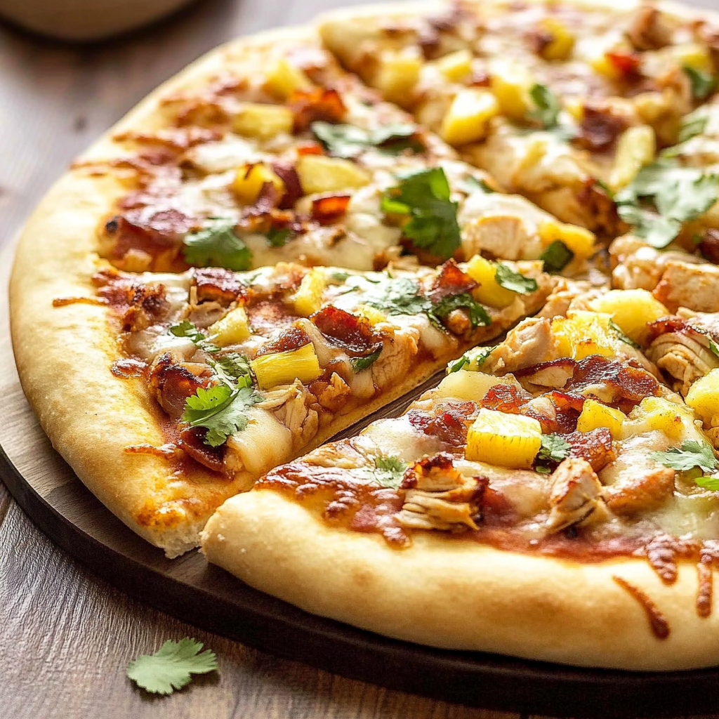 Recipe preparation for BBQ Chicken Pineapple Pizza