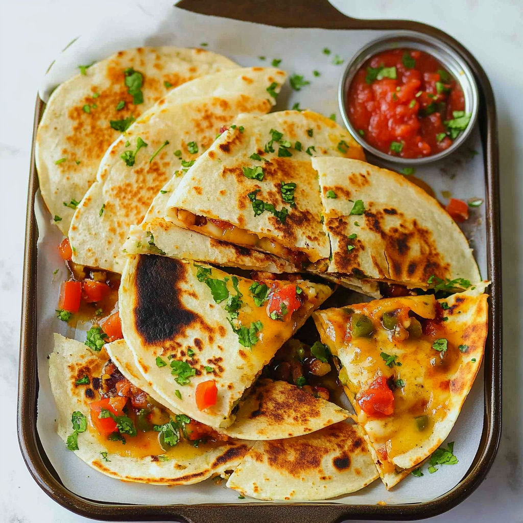 Recipe preparation for Salsa Chicken Quesadillas