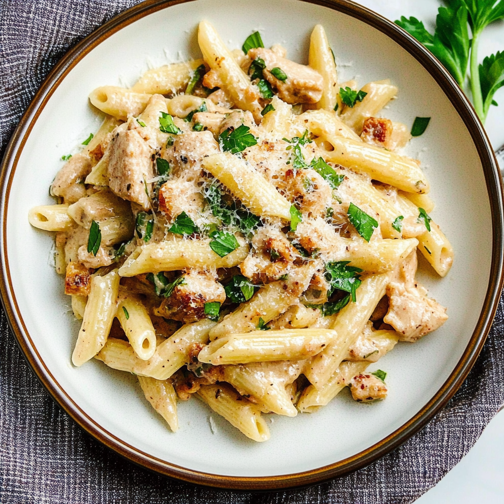 Recipe preparation for Italian Chicken Pasta Toss