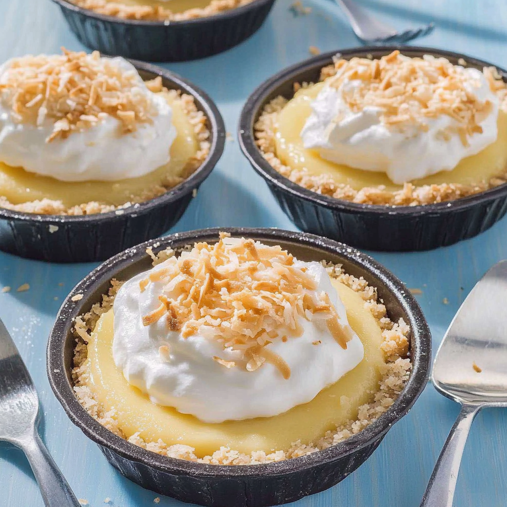 Recipe preparation for Mini Coconut Cream Pies