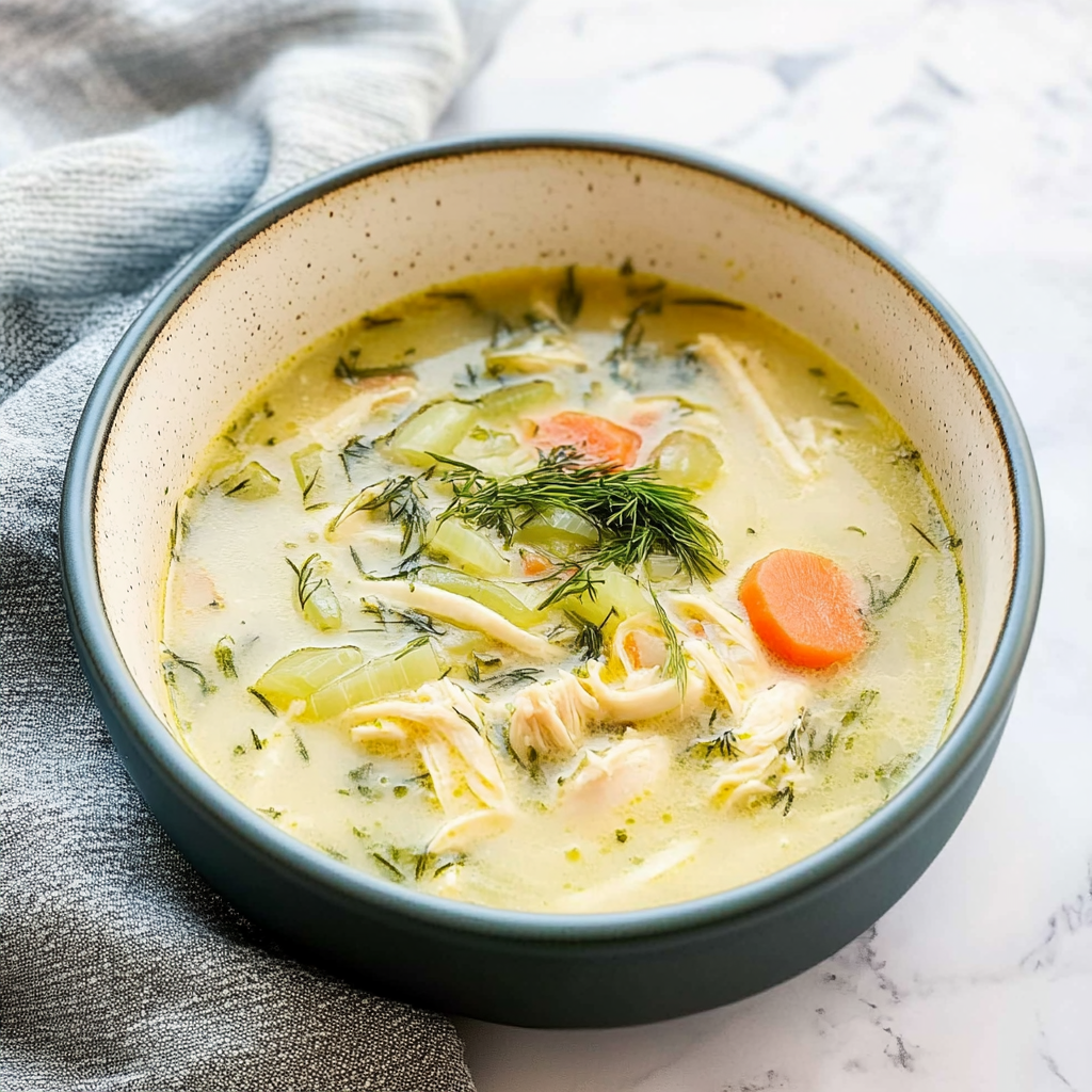 Recipe preparation for Lemon Chicken and Dill Soup